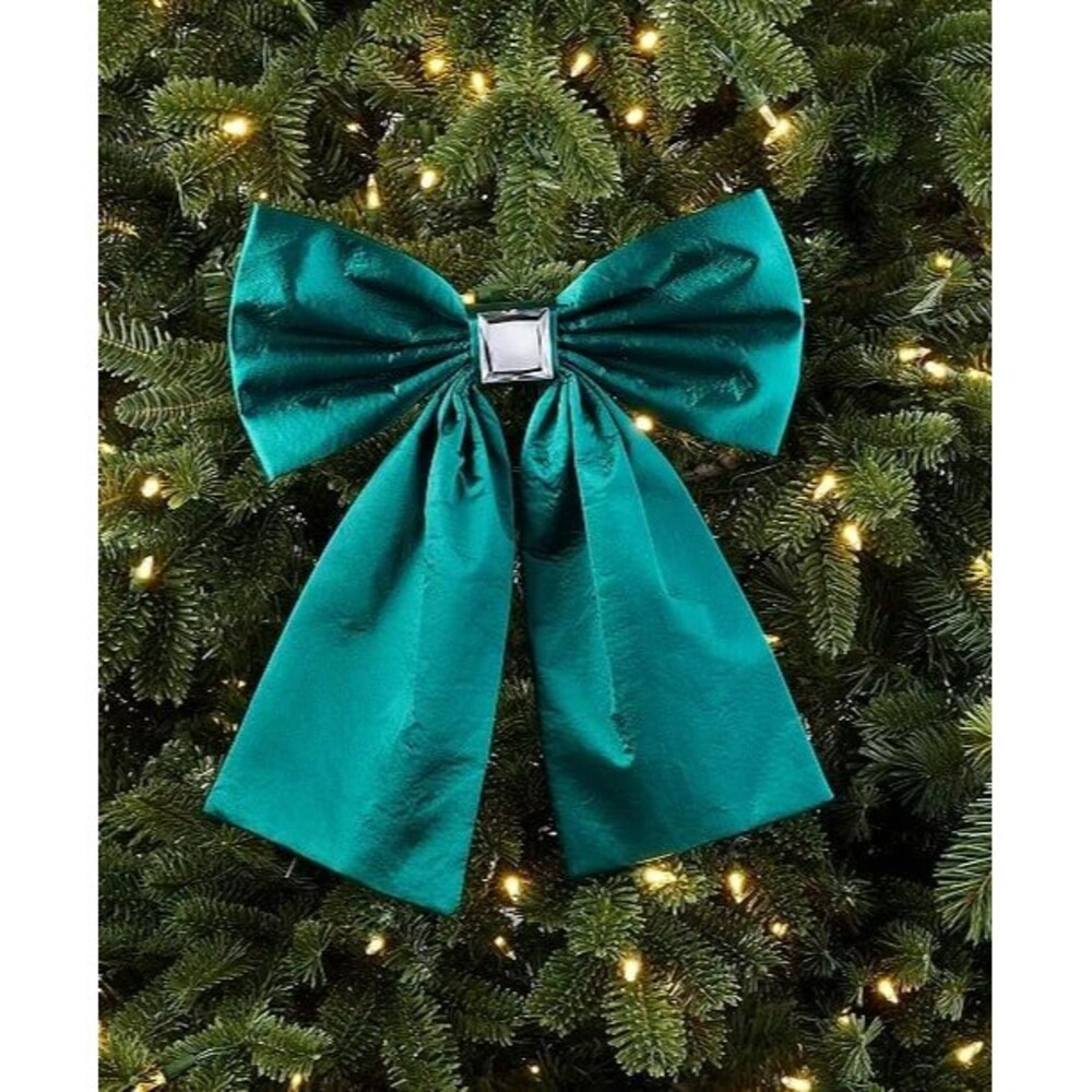 New Holiday Lane Gilded Glamour Green Bow Clip Ornament